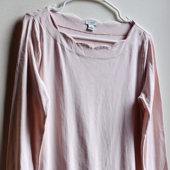 J. Crew Pink Scalloped Neckline Jersey Size Medium - Picture 2 of 14